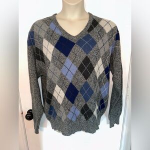 Vintage Blarney Woolen Mills Argyle Wool Sweater XL Mens #1751